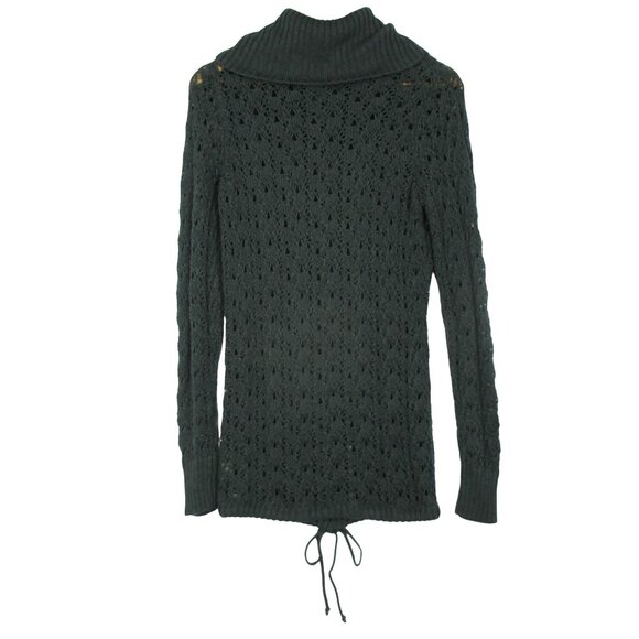 Ruff Hewn Sweater Cowl Neck Deep Pinewood Green Crochet Size M Y2K Romantic $79 - Picture 3 of 7